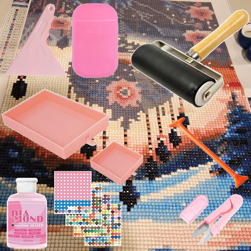 XEUZK All-Inclusive Diamond Art Accessories Kit with A4 Diamond Painting Light Pad Kit, Light Board for Painting Accessories, Bead Organizers & 5D Painting Tools Set for Full Drill & Partial Drill Art - Image 4